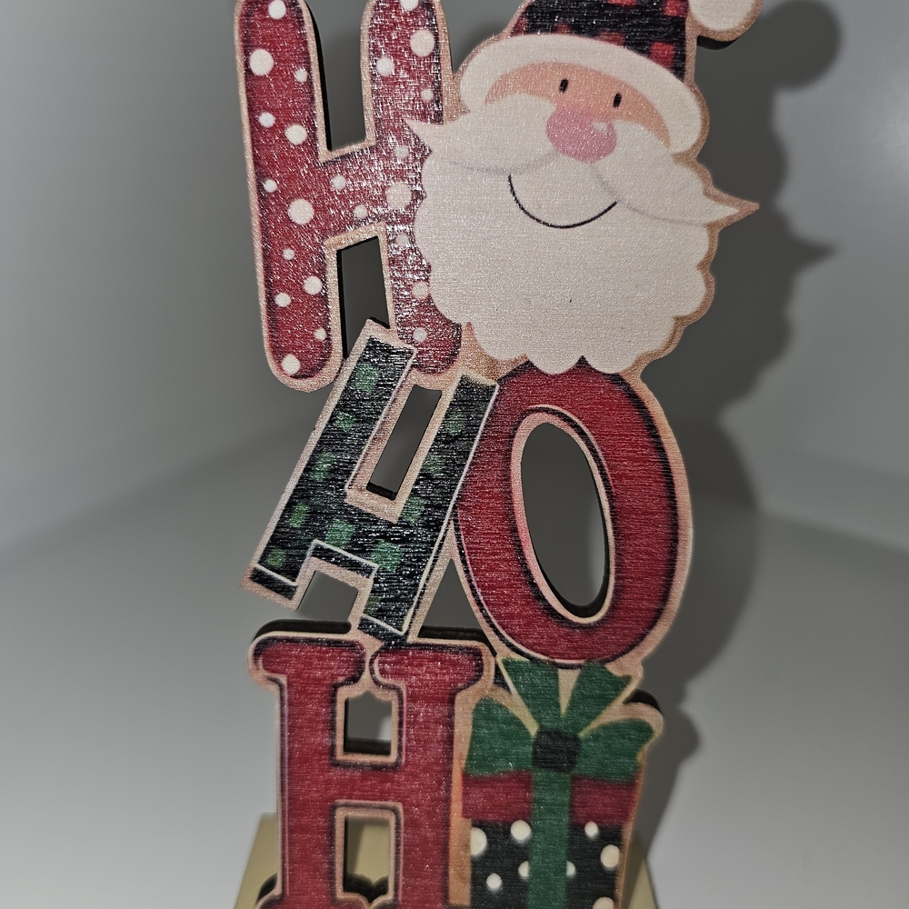 Festive Santa 'Ho Ho Ho' Wooden Decor